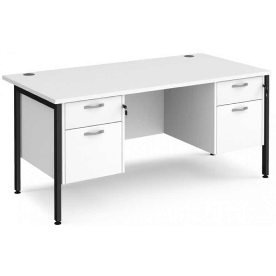 Maestro H Frame Straight Office Desk with 2x2 Drawer Pedestal